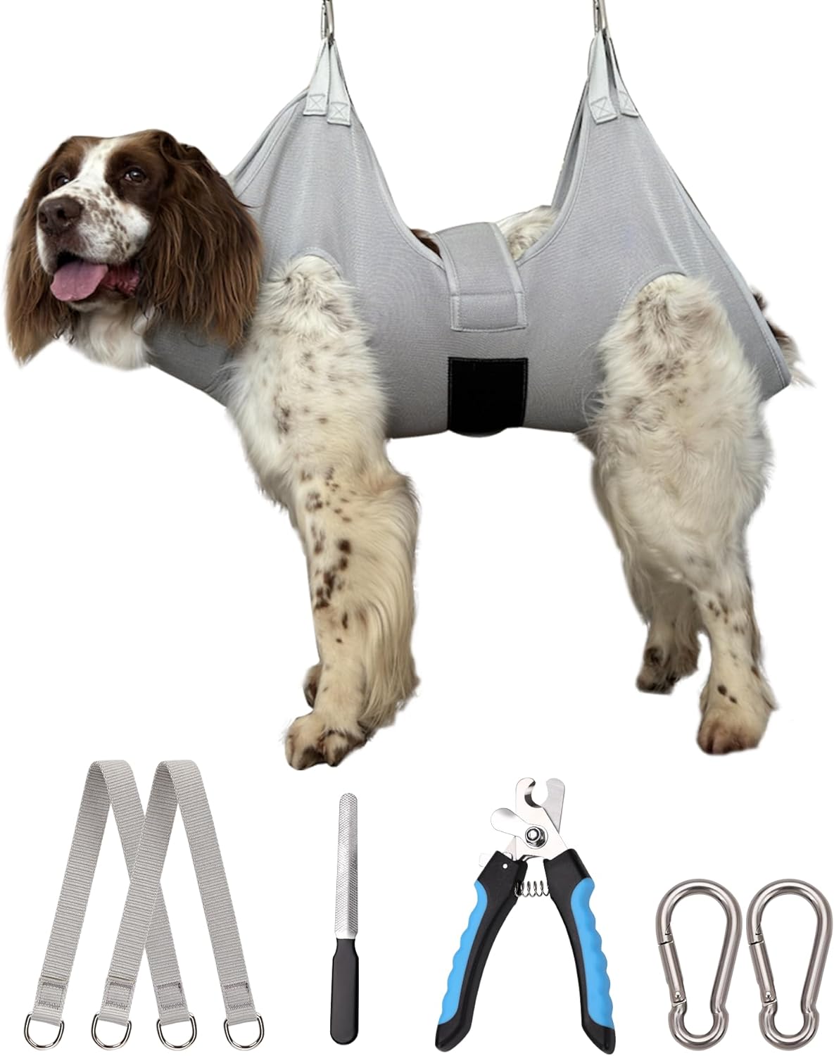 Kkiimatt Dog Grooming Hammock Harness, Small Dog Groming Sling, Gray Dog Hanging Harness for Nail Trimming,Dog Nail Clipping Hanger Restraint Holder - Image 11