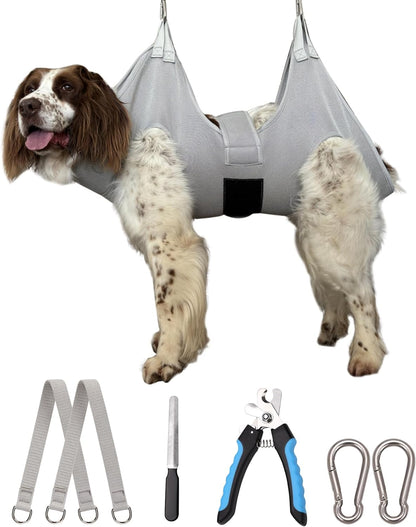 Kkiimatt Dog Grooming Hammock Harness, Small Dog Groming Sling, Gray Dog Hanging Harness for Nail Trimming,Dog Nail Clipping Hanger Restraint Holder - Image 11