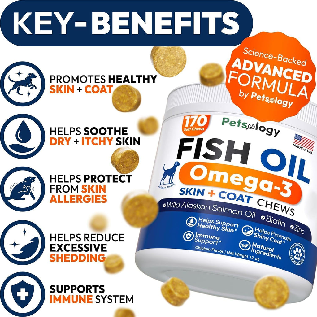 170 soft chews for dog itchy skin relief and allergy support