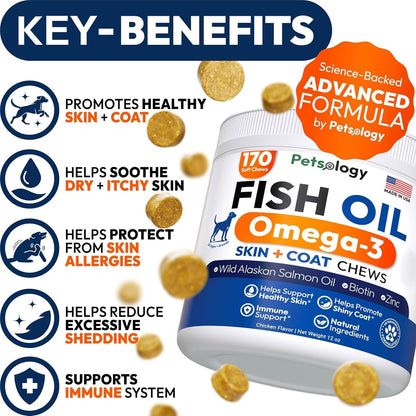 170 soft chews for dog itchy skin relief and allergy support