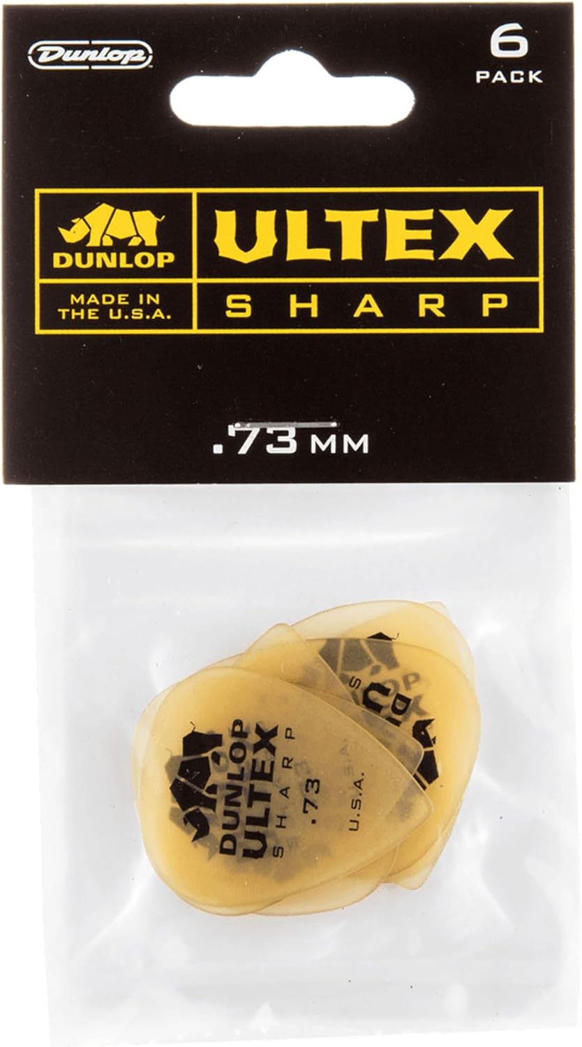 Rigid body engineering of a premium Jim Dunlop Ultex Sharp heavy acoustic plectrum.
