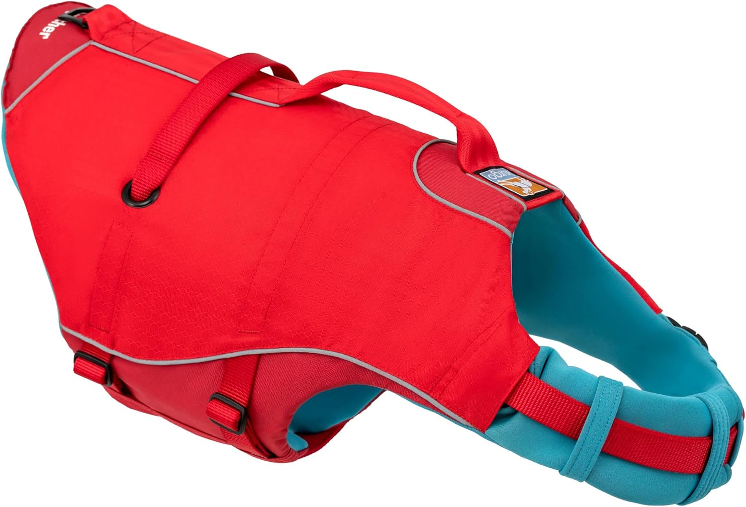 Kurgo medium dog life jacket on a pet swimming in a pool