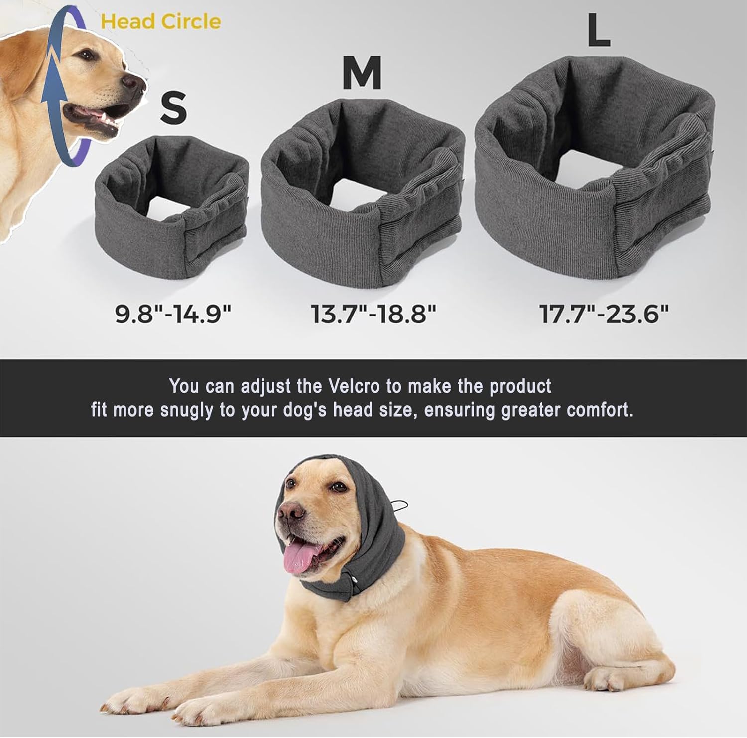 Tiagoboo adjustable dog ear muffs being adjusted on a golden retriever