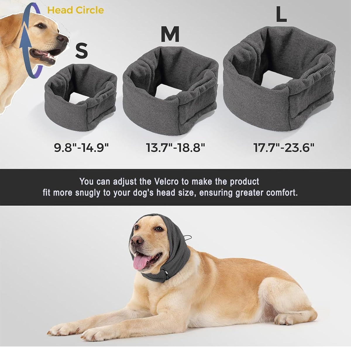 Tiagoboo adjustable dog ear muffs being adjusted on a golden retriever