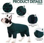 Kuoser post surgical dog onesie demonstrating the snap button back closure system.