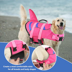 Metal leash attachment D-ring on the back of a dog life jacket
