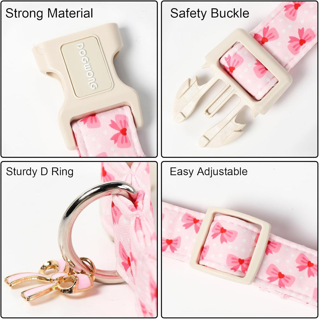 Dogwong pink girl dog collar showing the beige quick release buckle.