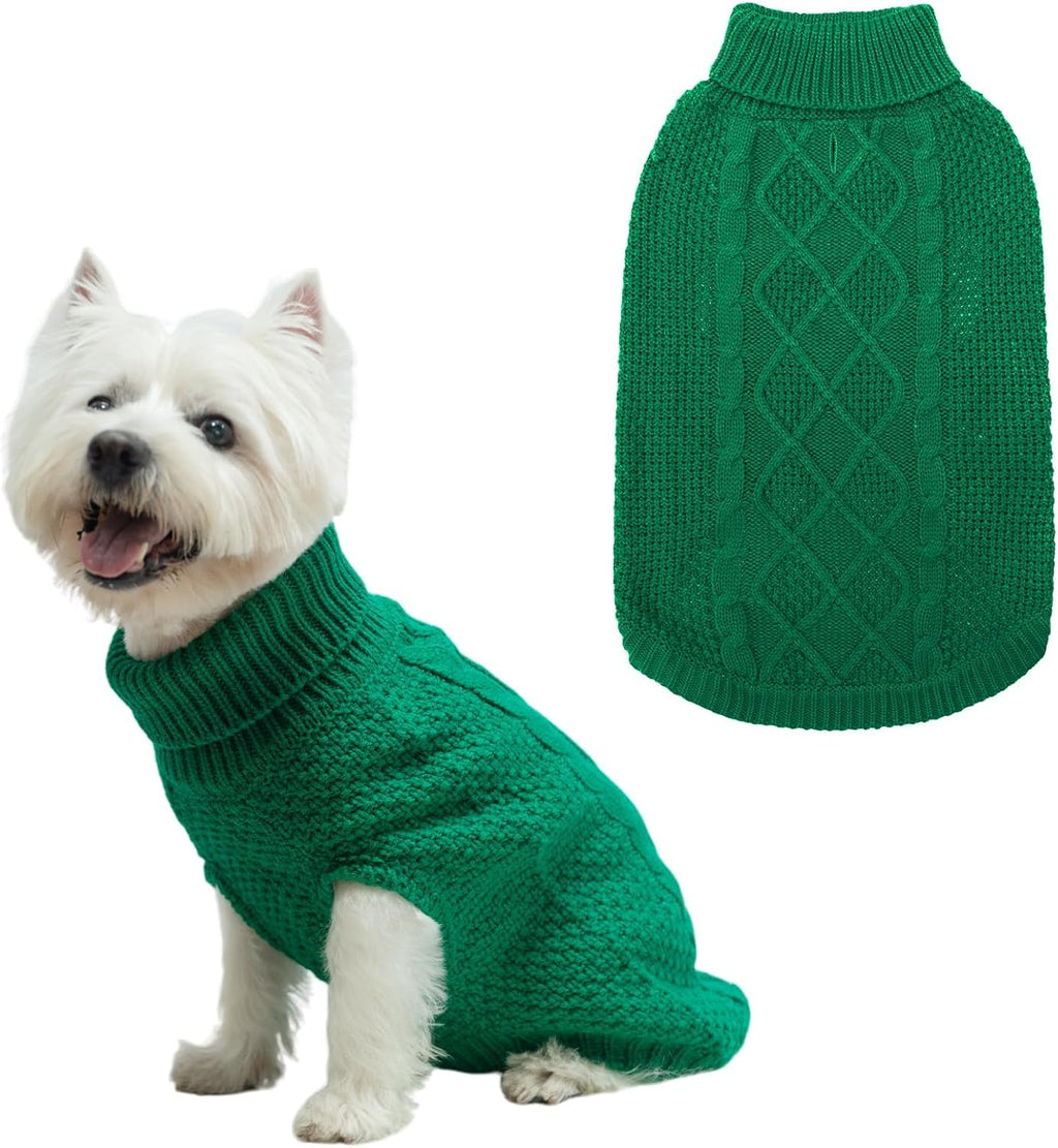 Mihachi Turtleneck Dog Sweater - Winter Coat Apparel Classic Cable Knit Clothes with Leash Hole for Cold Weather, Ideal Gift for Pet in New Year Flesh Pink Large - Image 10