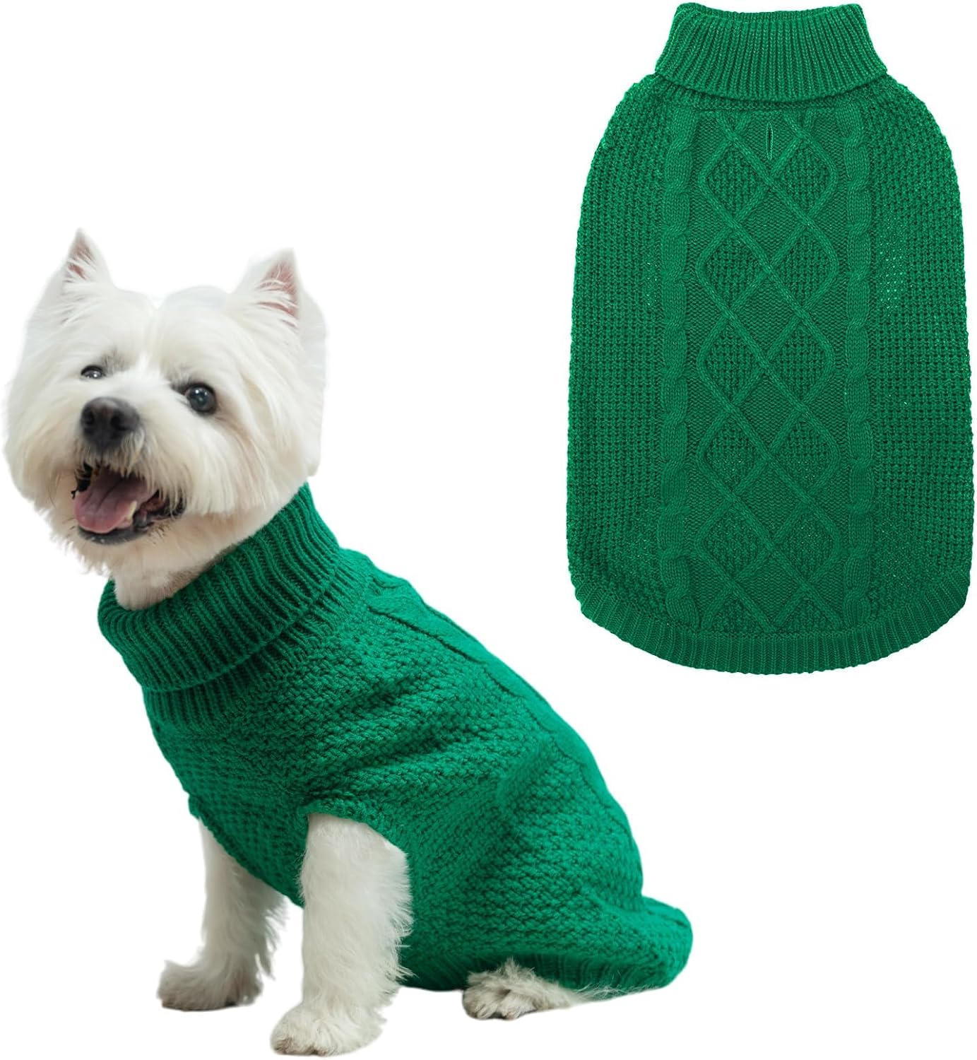 Mihachi Turtleneck Dog Sweater - Winter Coat Apparel Classic Cable Knit Clothes with Leash Hole for Cold Weather, Ideal Gift for Pet in New Year Flesh Pink Large - Image 10