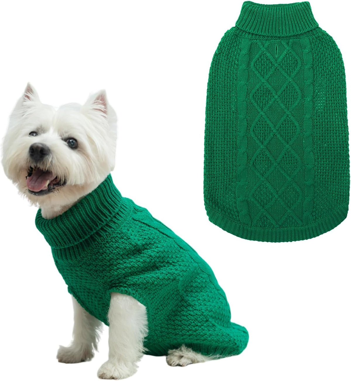 Mihachi Turtleneck Dog Sweater - Winter Coat Apparel Classic Cable Knit Clothes with Leash Hole for Cold Weather, Ideal Gift for Pet in New Year Flesh Pink Large - Image 10