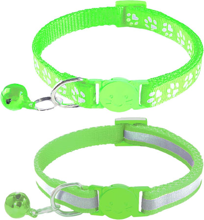 2 Pack Breakaway Cat Collars with Bells, Reflective Design and Claw Print Design, Safety Buckle, Adjustable 7.5-12.5 Inches for Kittens & Cats (Rose) - Image 12