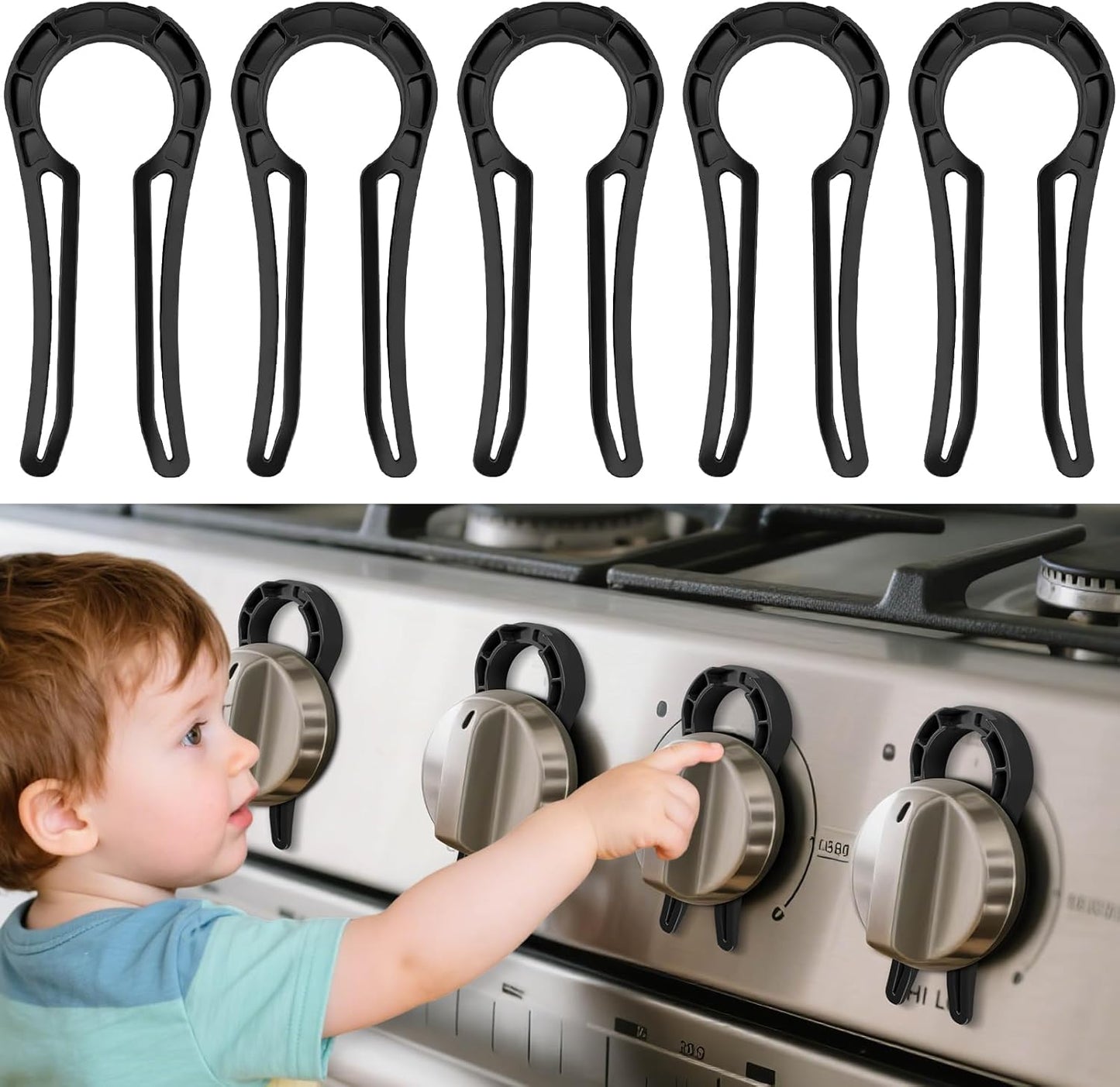 Axfvd gas stove knob locks front view on kitchen stove