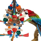 Bbjinronjy parrot bird chewing toy front view with natural wood blocks