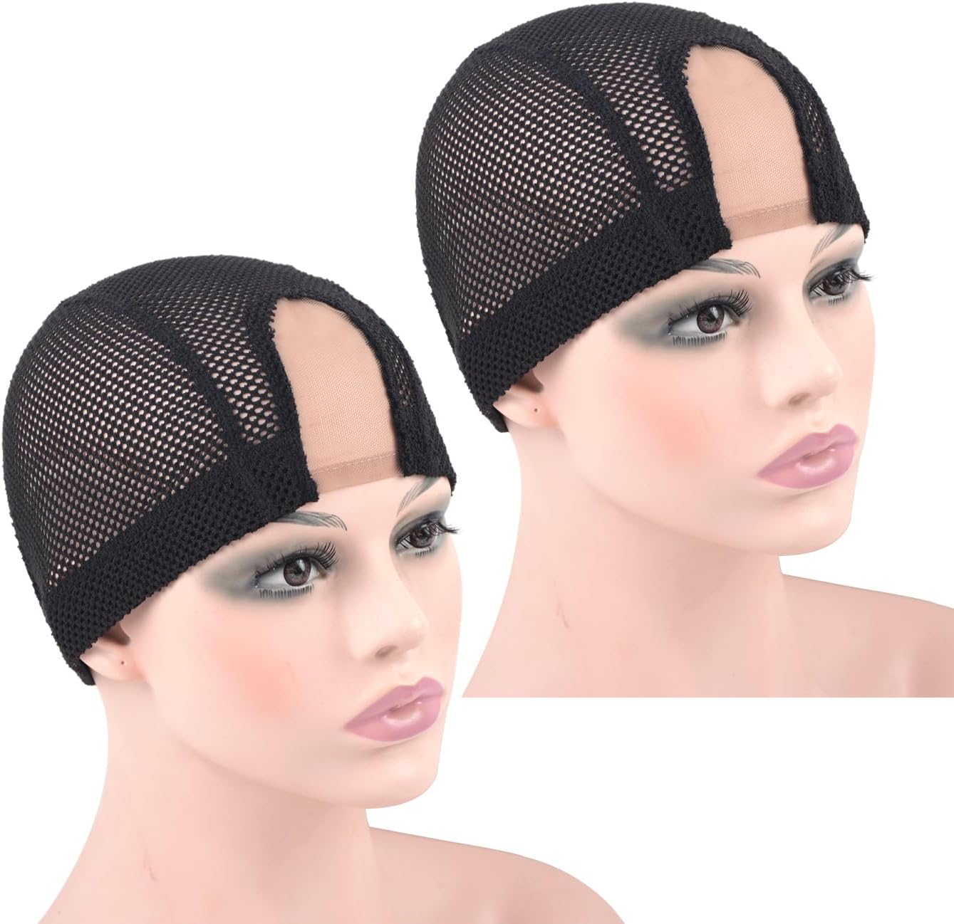Ytbyt 2 Pcs U part wig cap black front view