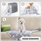 Fluffy fleece dog blankets for small dogs protecting a living room couch.