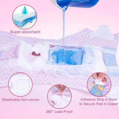 Flying Paws puppy diaper showing the adjustable elastic waistline and secure adhesive tabs for small pets