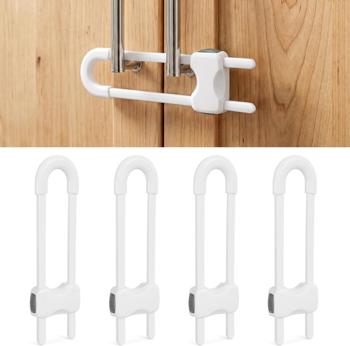Skyla Homes sliding cabinet locks front view child safety