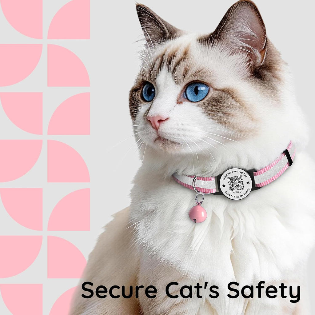 Close-up view of the pink ILFINDYOU kitten collar highlighting the quick-release breakaway safety buckle.