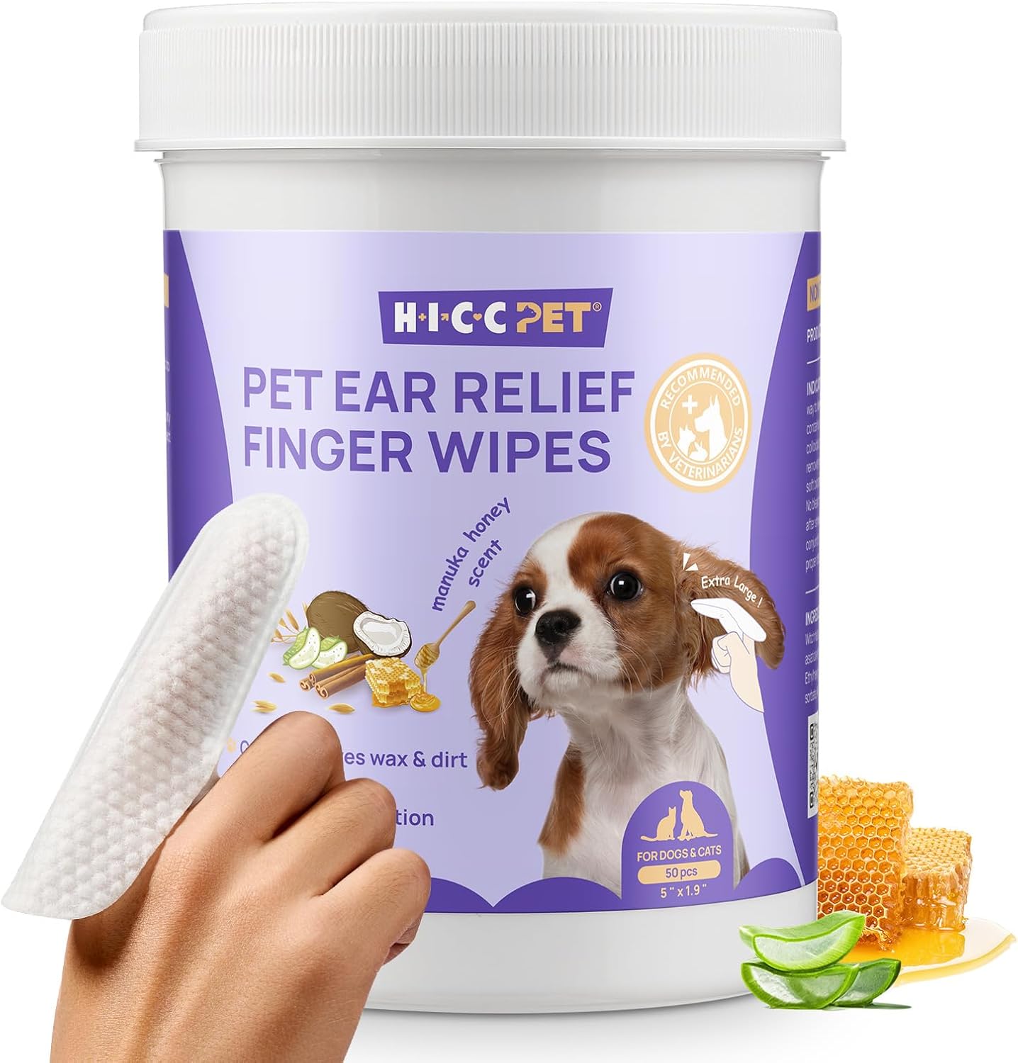 HICC PET Ear Cleaner Finger Wipes for Dogs, Cats, Small Animals, Vet-Trusted Dog Ear Infection Treatment to Relief Itchy & Inflammation, Clean Wax, Dirt, Stain & Odor, Hypoallergenic(Coconut Scent) - Image 9