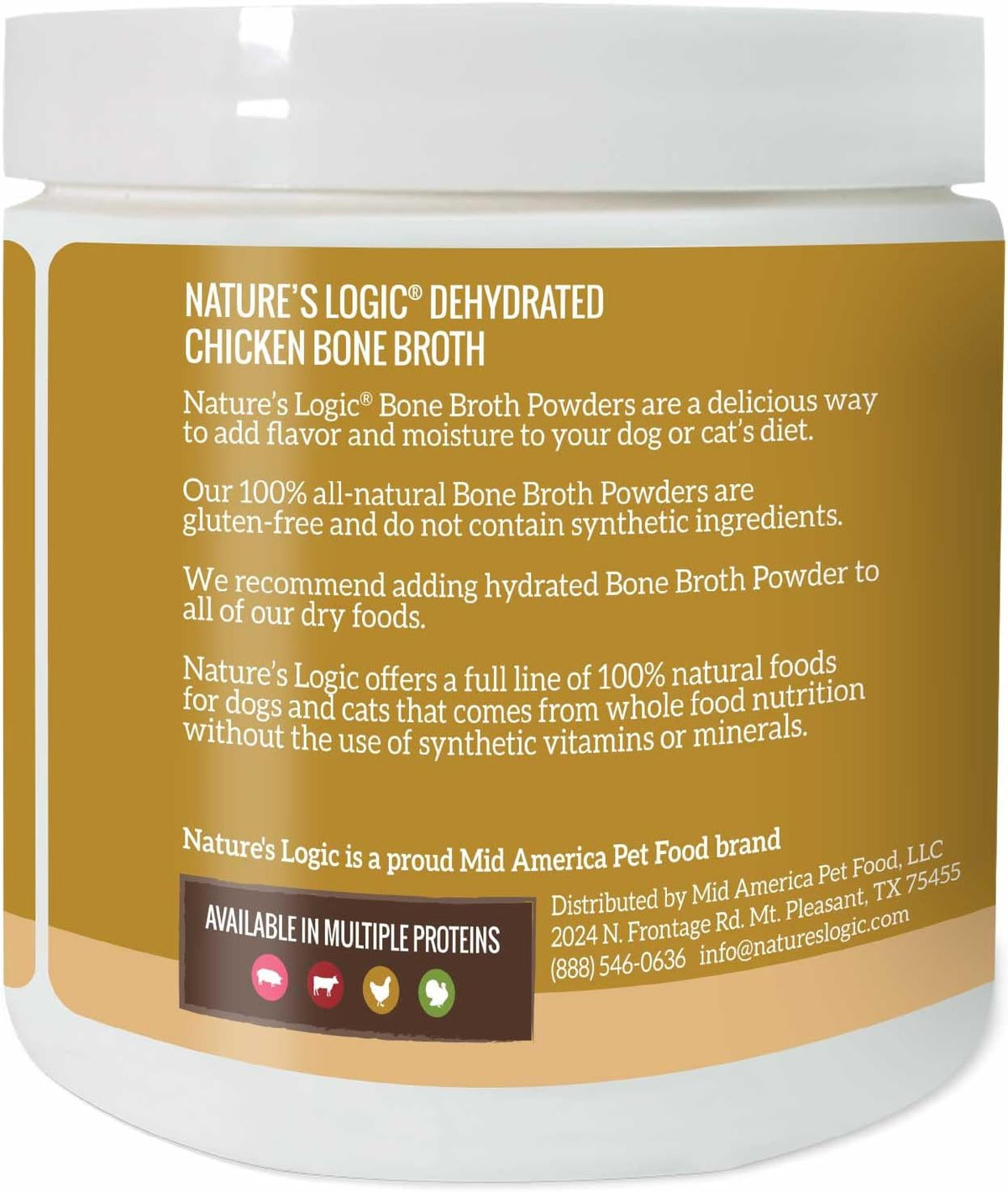 Scoop of Natures Logic chicken bone broth powder for dogs