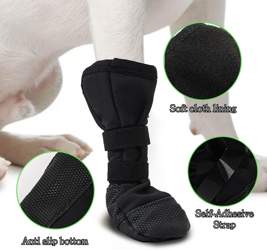 Dog wearing Snugrance protective boot on paw