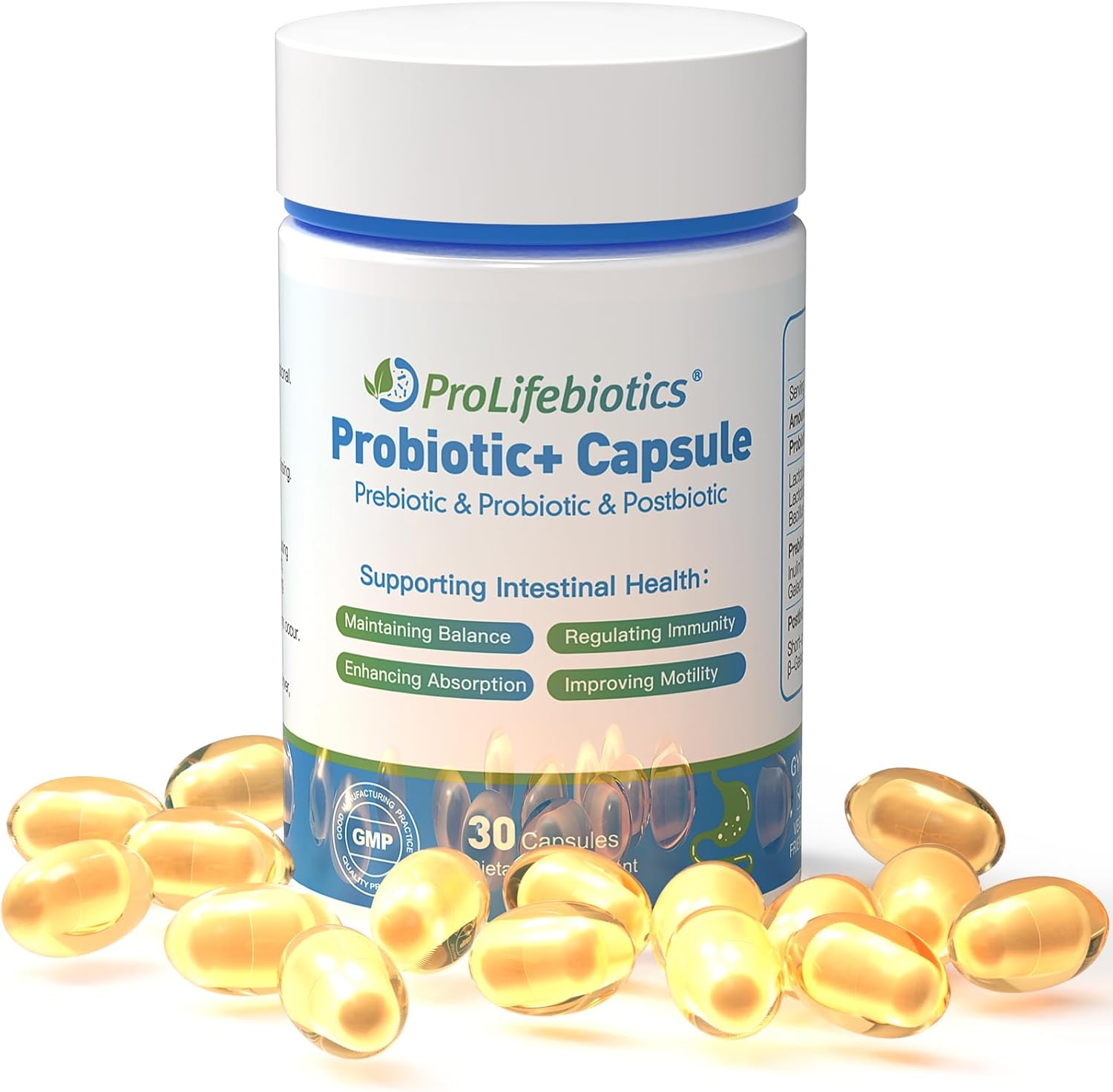 Nusapure Prolifebiotics 3-in-1 gut health supplement front bottle view