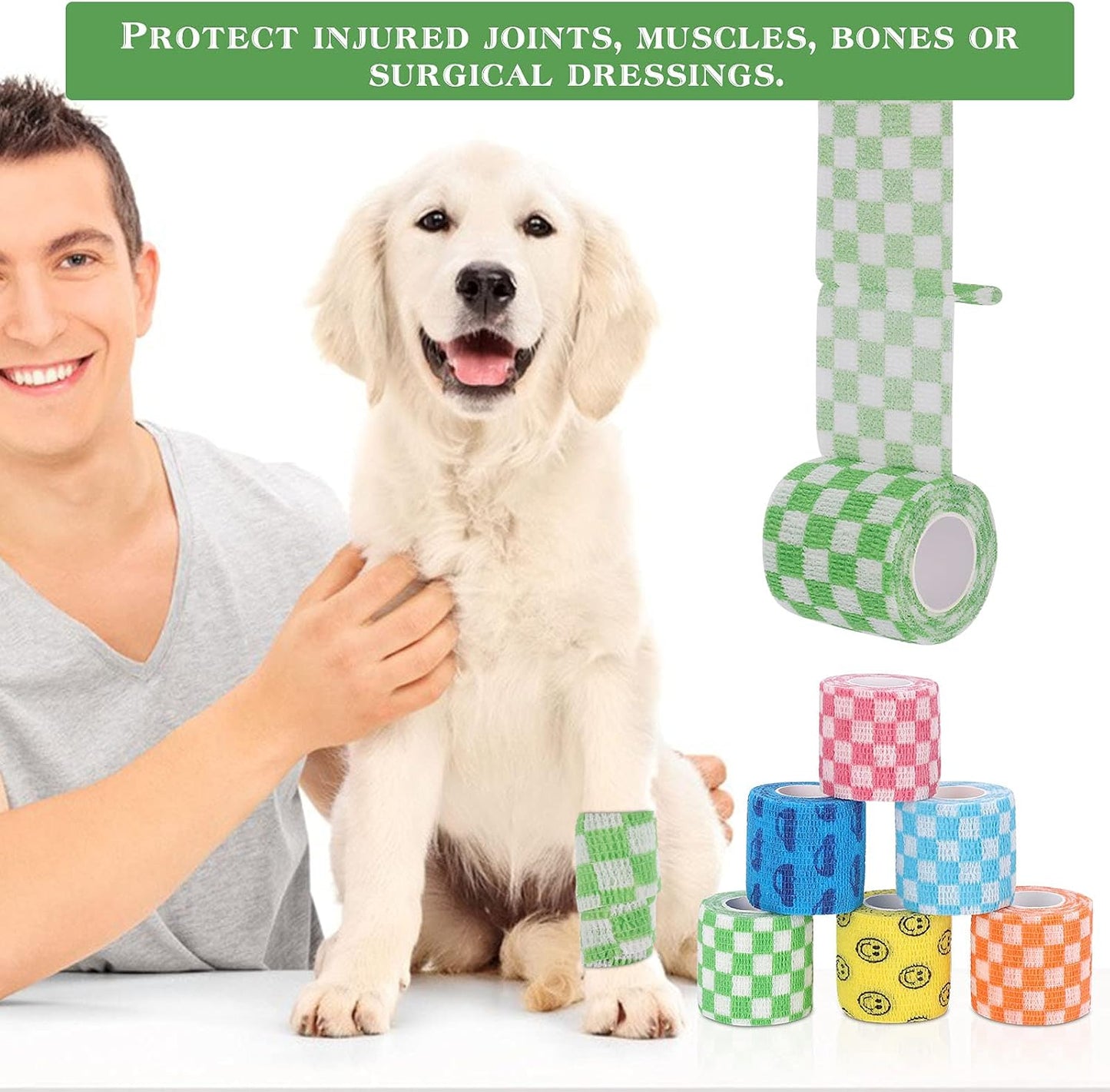 Sanfire vet wrap rolls demonstrating hand-tear feature