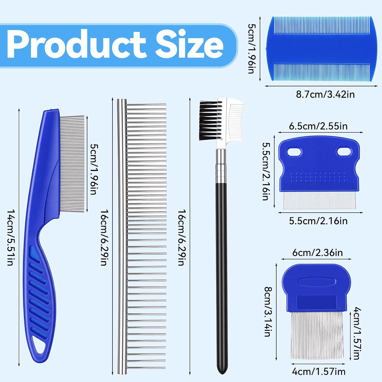 Close up of the rounded stainless steel teeth on the double sided pet tear stain remover comb.
