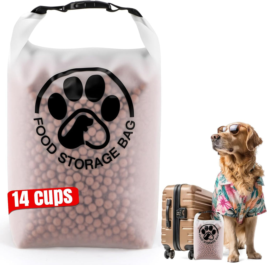 Aosnare 14-Cup Pet Food Storage Bag transparent front view for travel