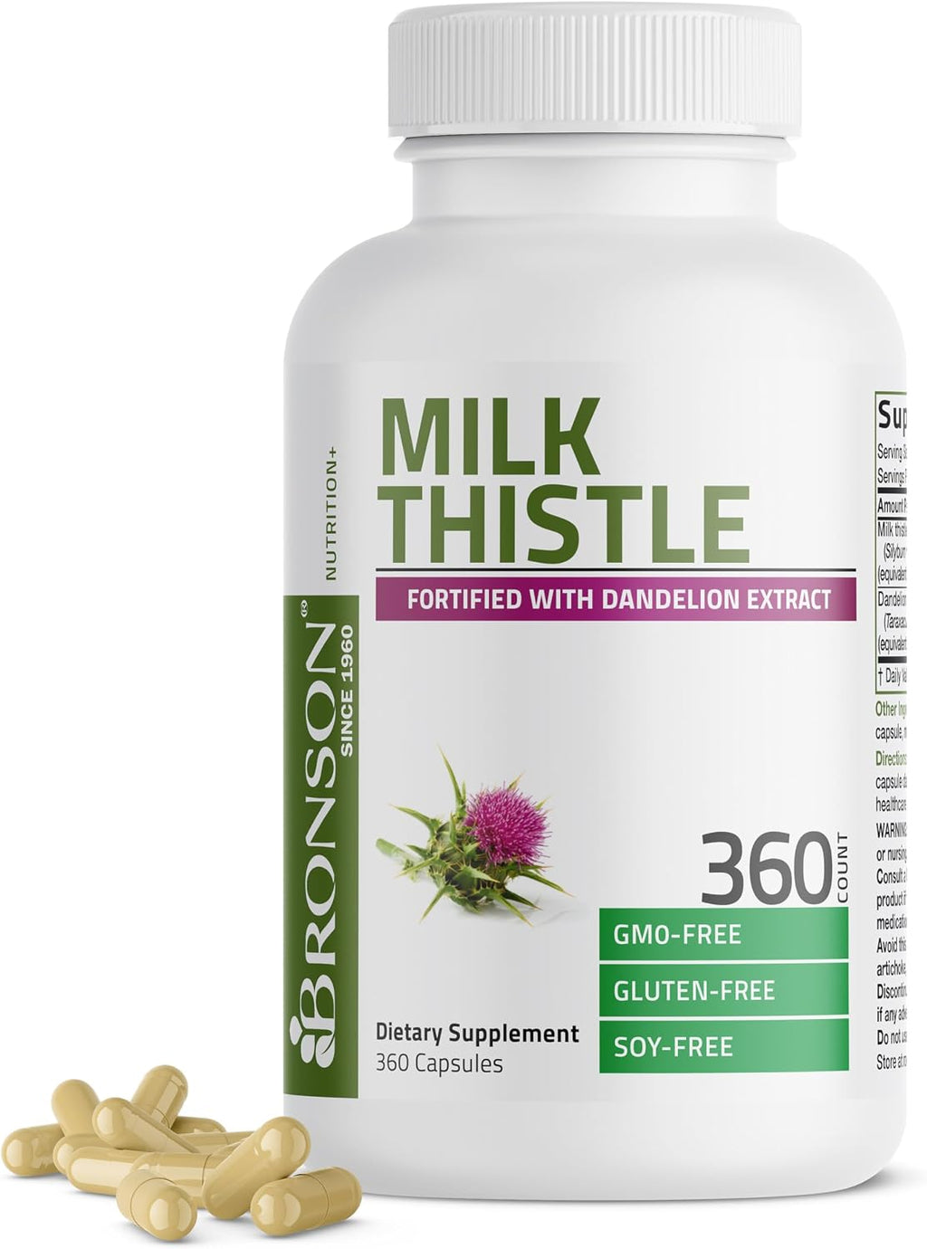 Bronson Milk Thistle Silymarin Marianum & Dandelion Extract, 120 Capsules - Image 11