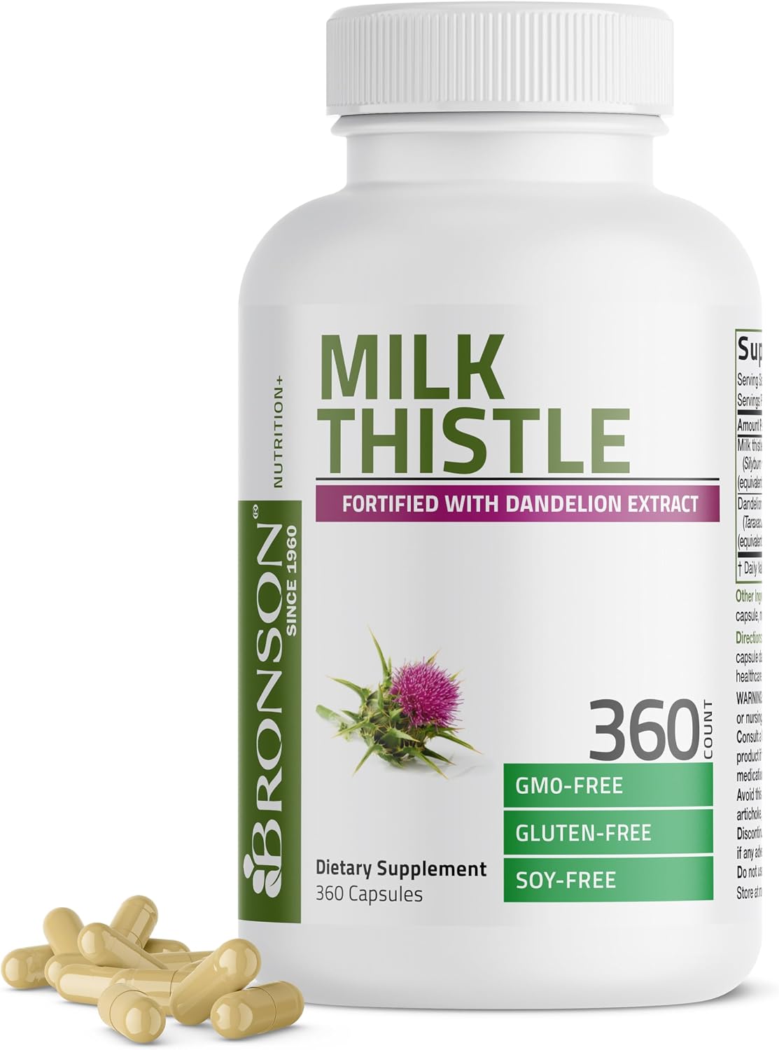 Bronson Milk Thistle Silymarin Marianum & Dandelion Extract, 120 Capsules - Image 11