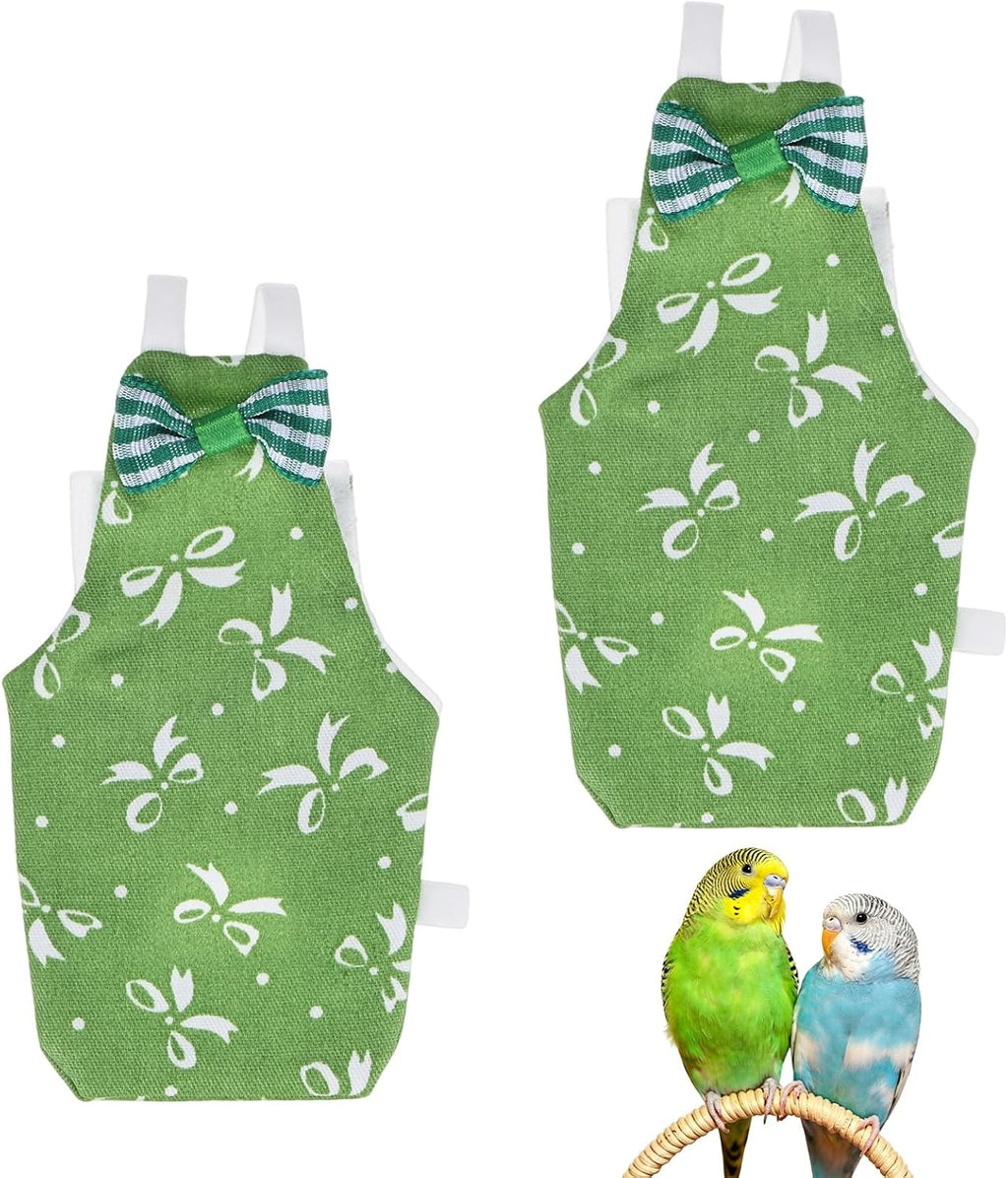 M METERXITY 2-Pack Adjustable Bird Diapers, 3.4"x2" Washable Reusable Flight Suit Pigeon Pants Urine Wet Suit Costume for Cockatiel/Lovebird/Monk, Pet Parrot Nappy [Bowknot Green, - Image 10