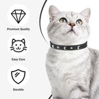 DILLYBUD studded pet neckpiece showing the smooth rounded backing of the silver moon and star rivets.