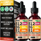 NUSAVA Vitamin B12 5000 Mcg Liquid Drops front view showcasing the Crimson Orange flavor bottle packaging.