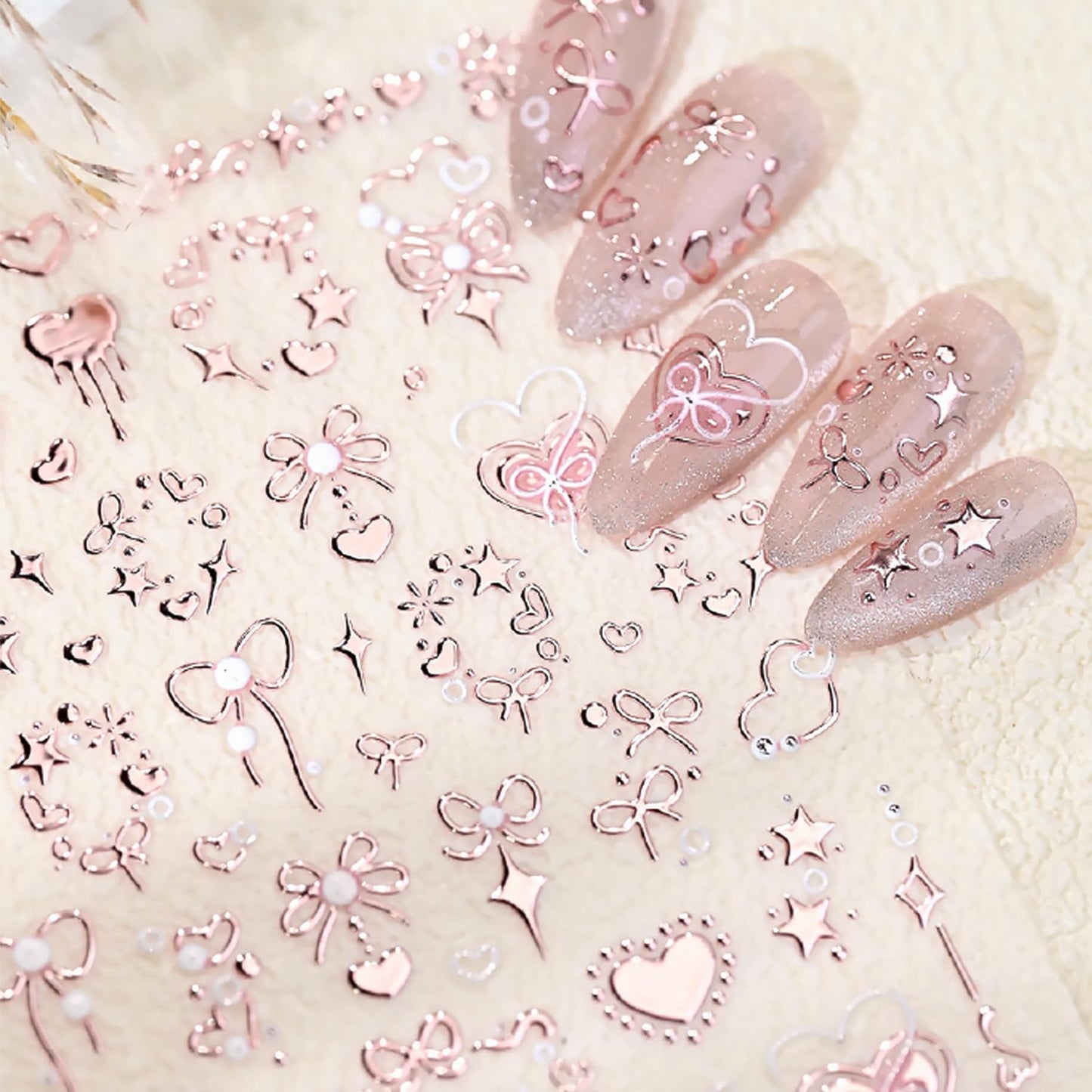 Accio Valentine's 5D embossed nail art stickers front view