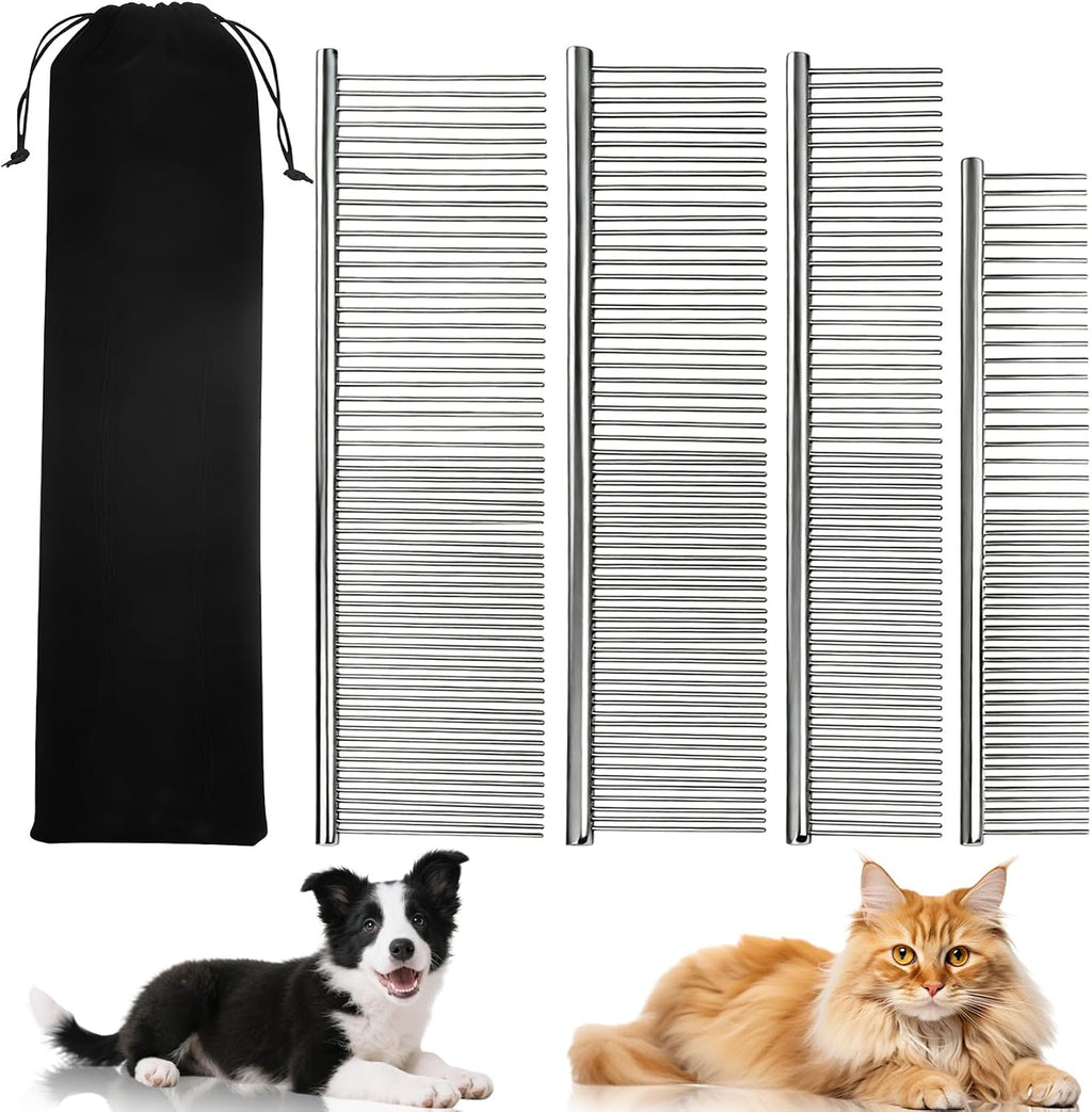 Dxlam 4 pack metal dog combs for grooming front view