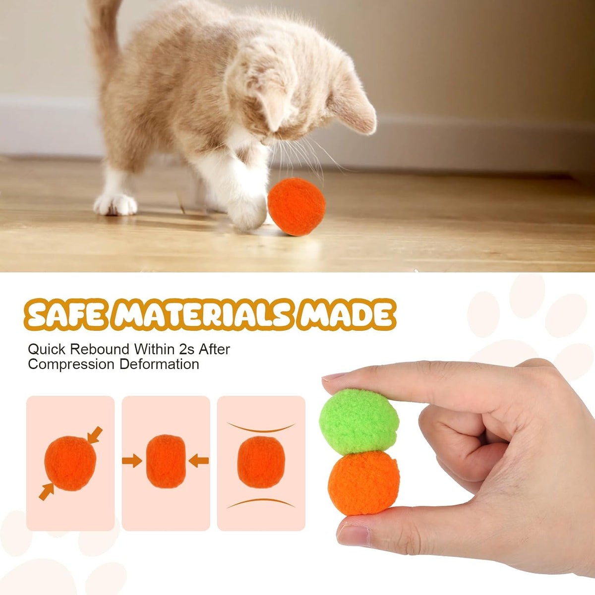 TEAWOO 100PCS Cat Ball Toys with 2 Launchers Set, Funny Interactive Cat Toys for Indoor Cats, Adult Cats & Kitten Toys - Image 3