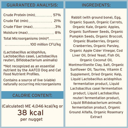 Premium imported Primal freeze dried raw cat food nuggets nutrition information label