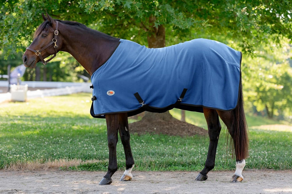 Miller's Standard Neck Fleece Cooler for Horses -Powder Blue with Navy Trim -69 - Image 10