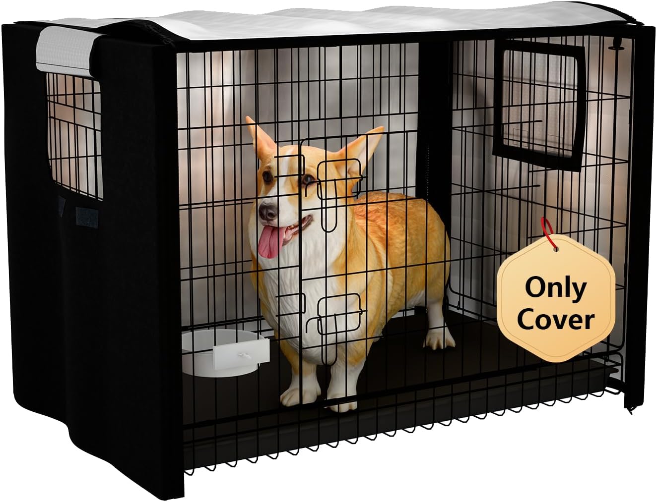 EVRBUL Dog Crate Cover Heavy Duty 420D Fabric Pet Kennel Cover Universal Compatible with 48 inches Wire Cage 48 x 30 x 33 Inches All Sides Open - Image 11