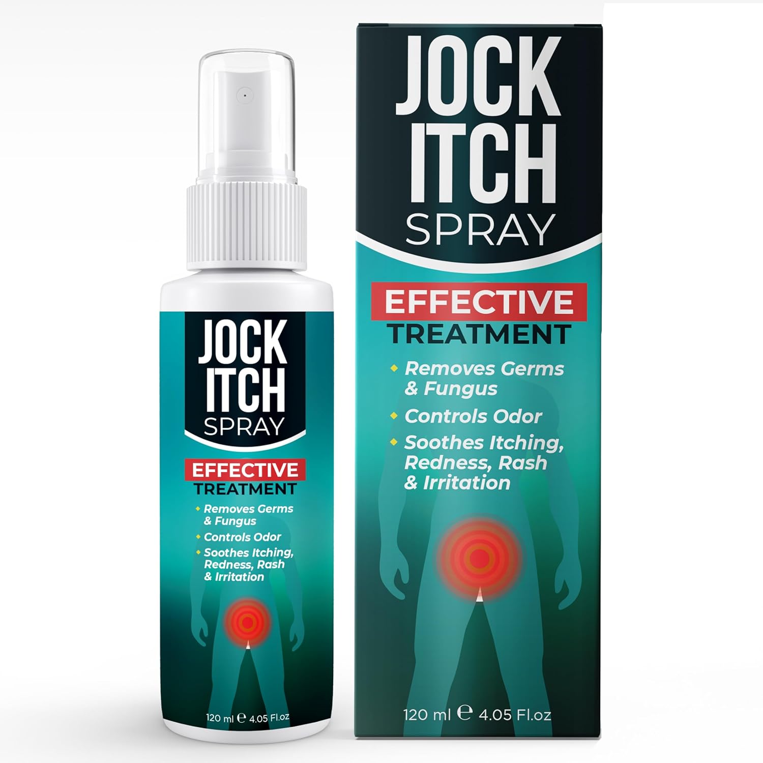 Terramed Just Think Comfort Jock Itch Antifungal Spray front view for groin area relief.