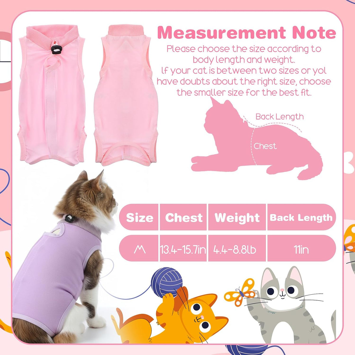 Cat wearing Elegaperma recovery suit for abdominal wound protection