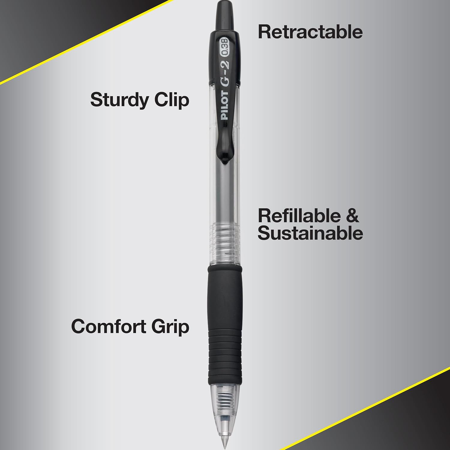 Pilot G2 Premium Refillable and Retractable Rolling Ball Gel Pens, Ultra Fine Point, Gel Ink Pens, 0.38mm, Black Ink, 12-Pack - Image 5
