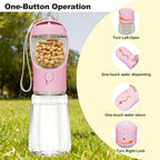 BPA free travel bottle for dogs showing water flowing back into the reservoir