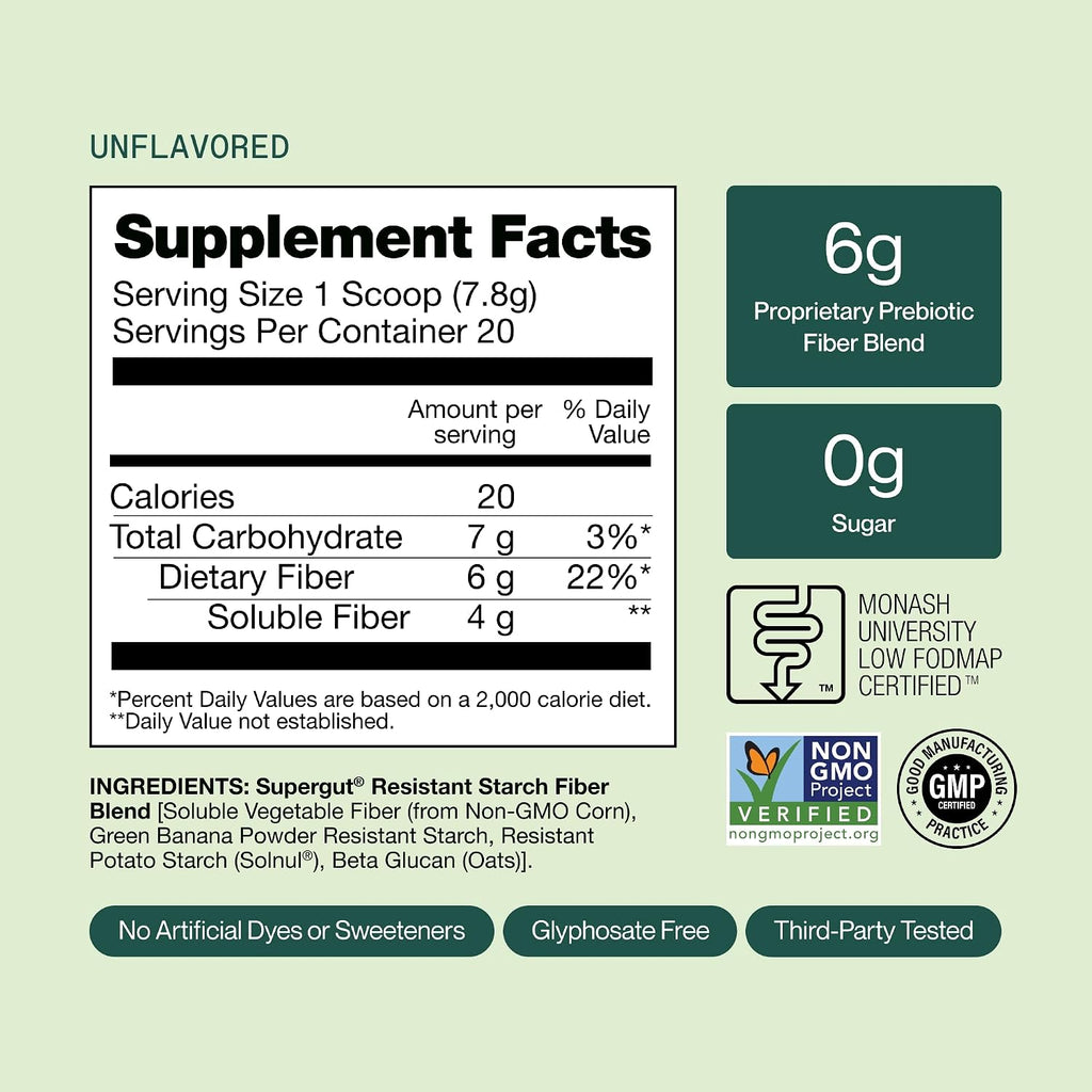 Supergut GLP1 Daily Support dietary attributes and certifications badge