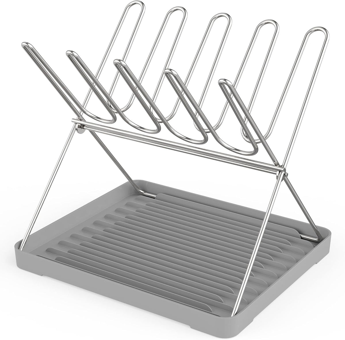 Solvrix stainless steel bottle drying rack front view on kitchen counter