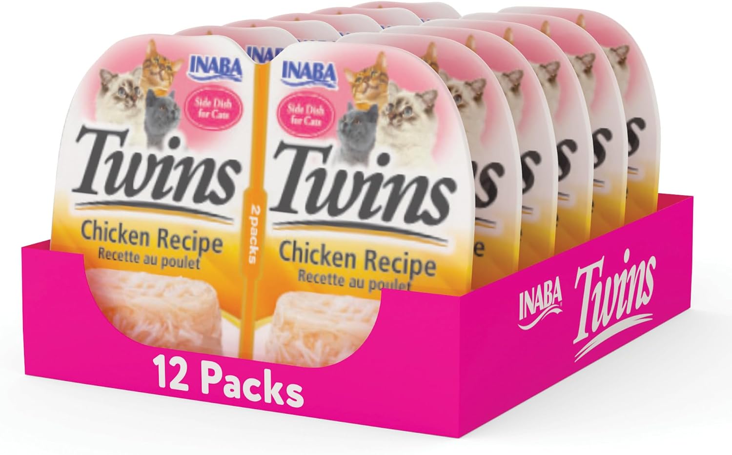 INABA Twins for Cats, Side Dish/Topper Cups, 1.23 Ounces per Serving, 12 Servings, Tuna & Chicken with Salmon Recipe - Image 9