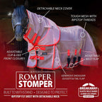 Close up of the adjustable clip and dee chest closures on Jeffers horse sheet