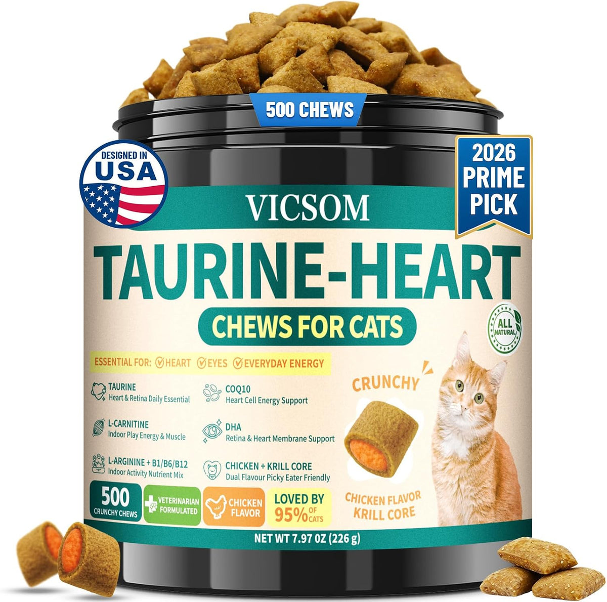 SANTKOL VICSOM taurine for cats heart health supplement front view