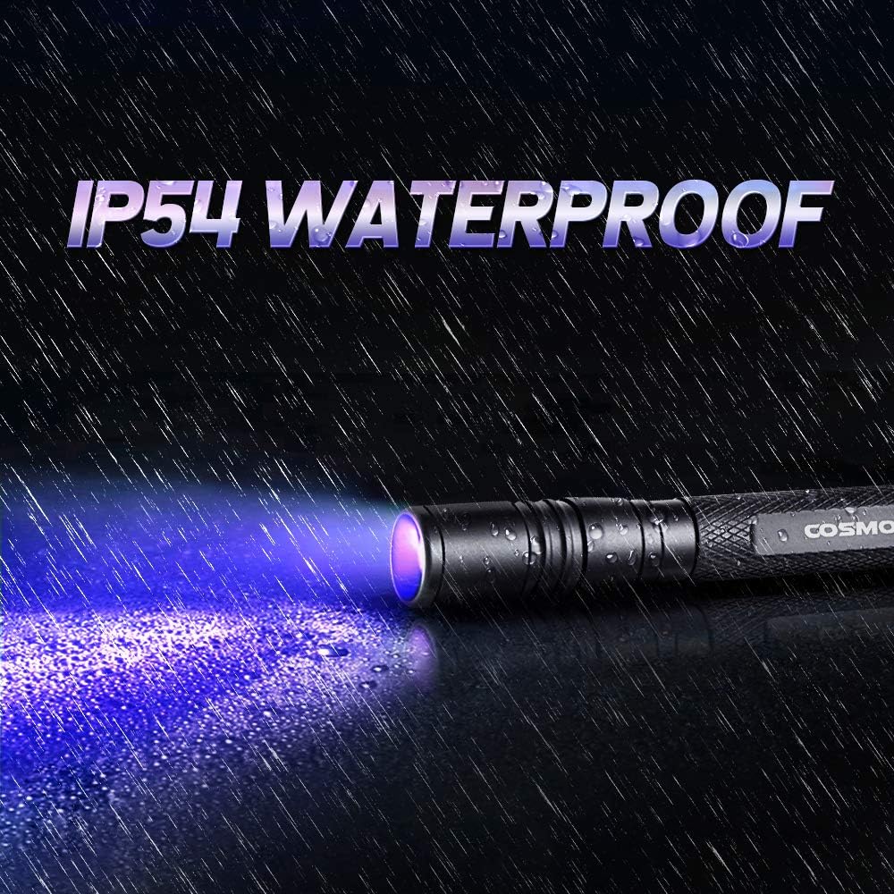 Cosmoing tactical black light pocket clip attached to a shirt pocket for easy carry